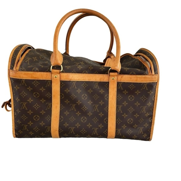 Authentic Louis Vuitton Monogram & Vachetta Leather Dog Pet Carrier Sac Chien 50 - Picture 11 of 15